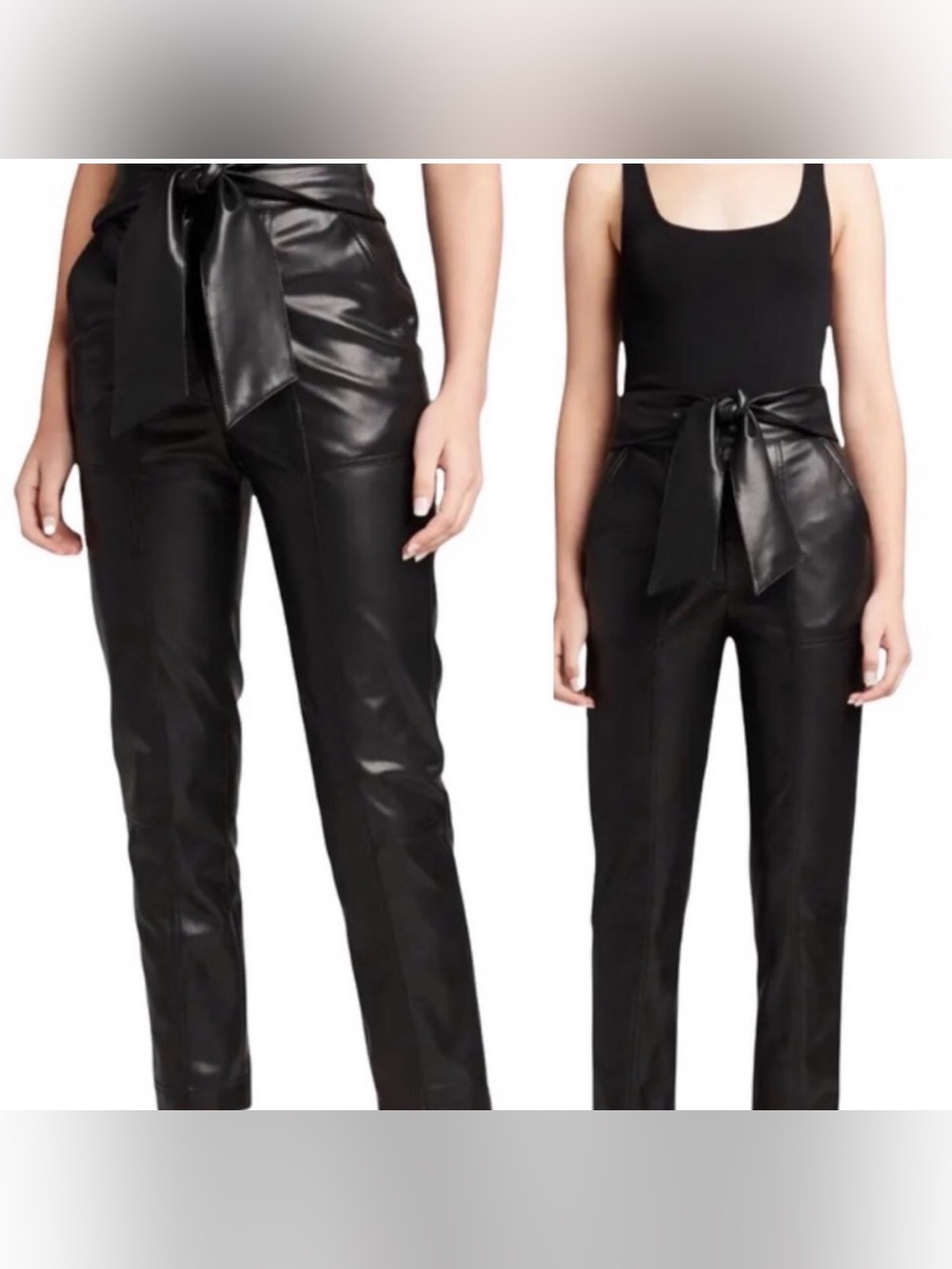 Young Fabulous And Broke Black Vegan Leather Tie Waist Pants Size M